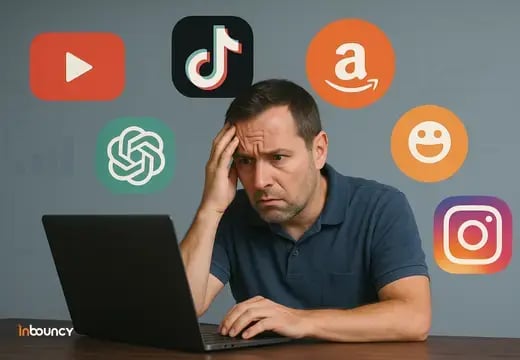 Man Confused choosing social platform 